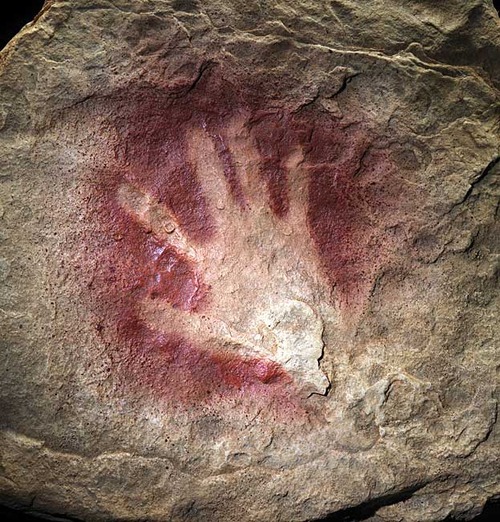 The oldest portrait of man from Europe: a 32.000 year old hand print found in Chauvet Cave, France.